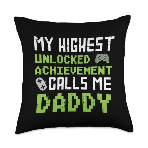 Highest Unlocked Achievement Calls Me Dad Fathers Day Gamer Throw Pillow