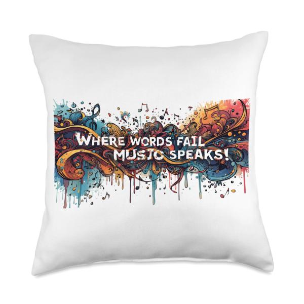 Where Words Fail Music Speaks Throw Pillow