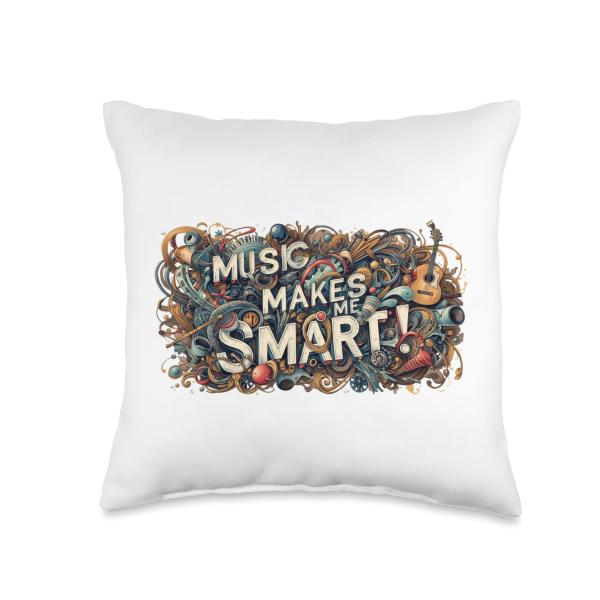 Music Makes Me Smart Throw Pillow