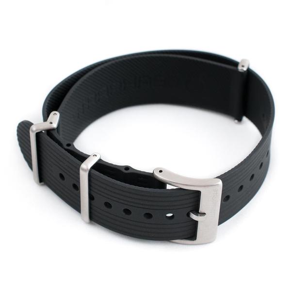 StrapHabit FKM Rubber Ribbed Military Style Dual Pass Watch Band Strap - Convert to Single Pass - for Men and Women, Black, 22mm