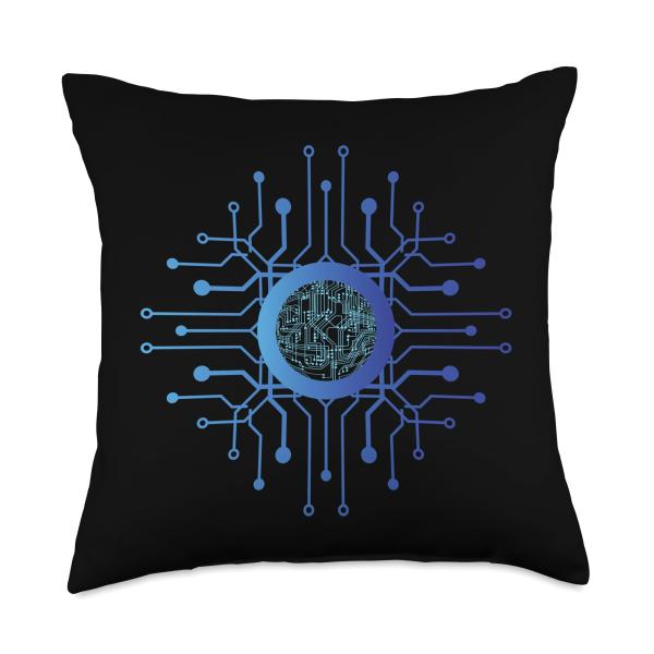 CPU PC Sci-fi Movie Geeks Tees Circuit Board Computing Throw Pillow