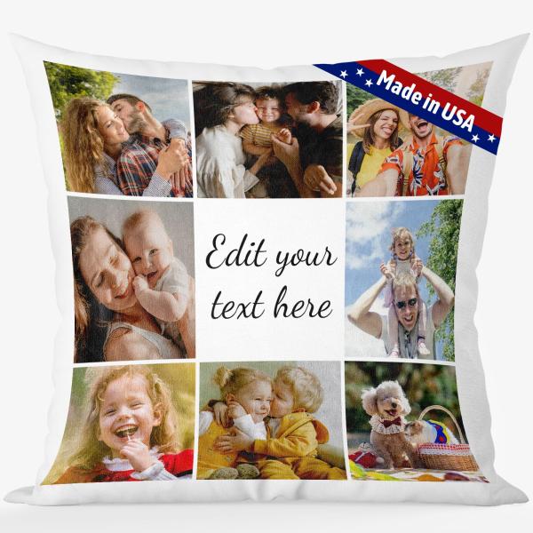 Bemaystar Custom Pillow with Picture ＆ Text, Ships Next Day, Made in USA - Personalized Pillow Picture- Personalized Gifts for Mothers Day, Decorativ
