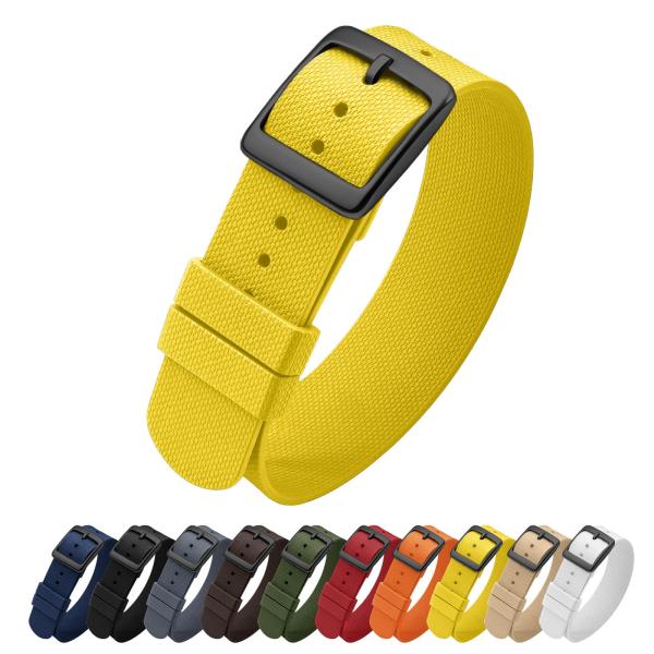 ULLCHRO Watch Strap FKM Rubber Watch Strap 20mm Waterproof Silicone Replacement Band 22mm, Soft Rubber for Man Watch Band (20mm, Yellow)
