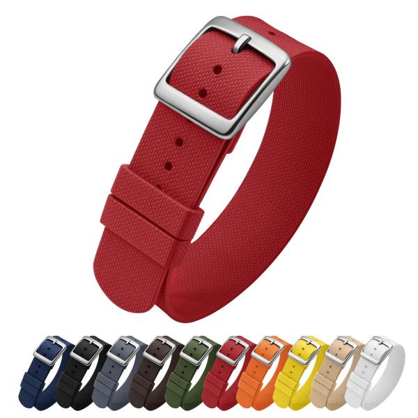 ULLCHRO Watch Strap FKM Rubber Watch Strap 20mm Waterproof Silicone Replacement Band 22mm, Soft Rubber for Man Watch Band (20mm, Red)