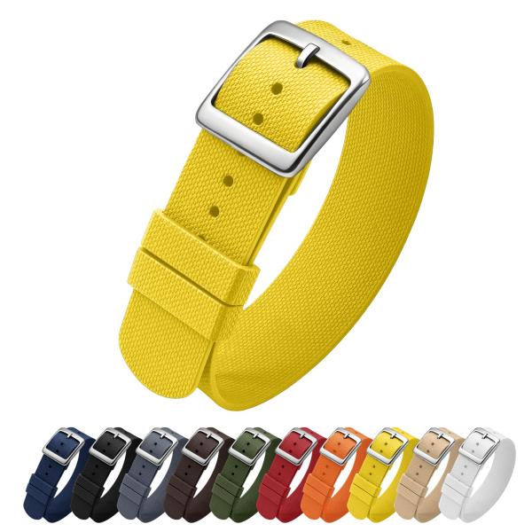 ULLCHRO Watch Strap FKM Rubber Watch Strap 20mm Waterproof Silicone Replacement Band 22mm, Soft Rubber for Man Watch Band (20mm, Yellow)