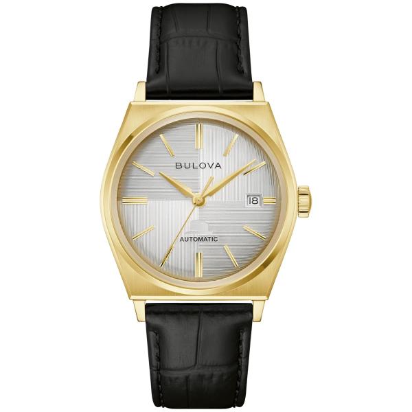 Bulova Frank Sinatra Nothing But The Best Automatic Beige Dial Black Leather Strap Watch 37mm - 97B243