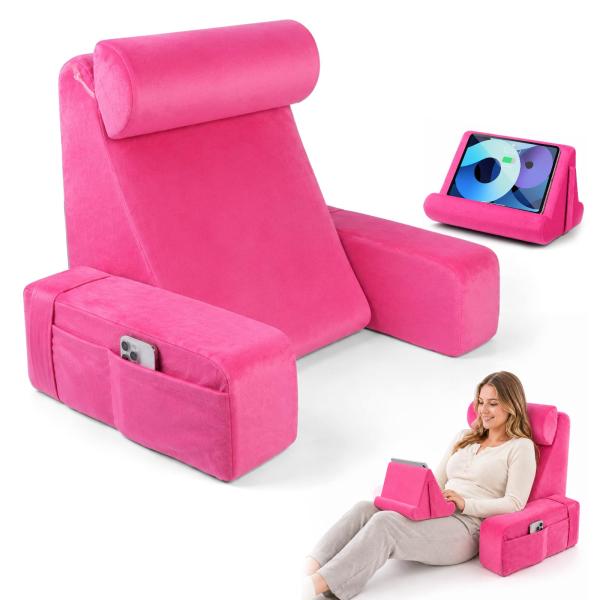Sttargxing Pillow for Bed Sitting Up,Together with Tablet Pillow Stand,Reading Pillow with Detachable Armrests ＆ Big Pockets,Ideal for for Resting,Re