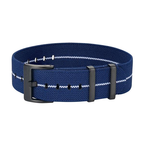 BluShark - Pajama Stretch Nylon Watch Strap - Durable, Waterproof Replacement Watch Band for Men ＆ Women | Ballistic, Military | Navy Blue/White, 20m