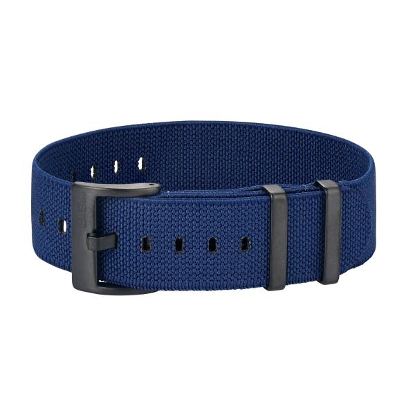 BluShark - Pajama Stretch Nylon Watch Strap - Durable, Waterproof Replacement Watch Band for Men ＆ Women | Ballistic, Military | Navy Blue, 20mm, PVD