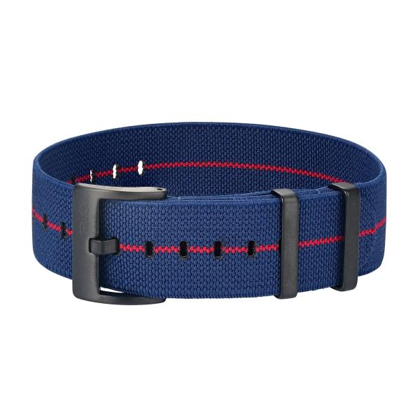 BluShark - Pajama Stretch Nylon Watch Strap - Durable, Waterproof Replacement Watch Band for Men ＆ Women | Ballistic, Military | Navy Blue/Red, 22mm,