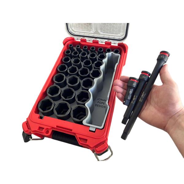 Socket Organizer Insert Compatible with Milwaukee Shockwave 1/2" Metric 29-Piece Socket Set for Packout Compact Organizer