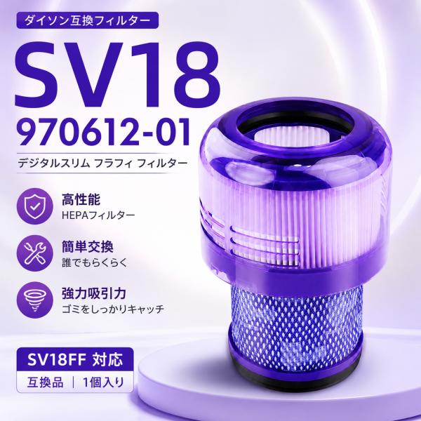 ダイソン 用 フィルター V10 SV18 デジタルスリム 掃除機 フィルター 互換フィルター sv18ff コードレス掃除機 フィルター 交換品 洗濯可能 2個入り