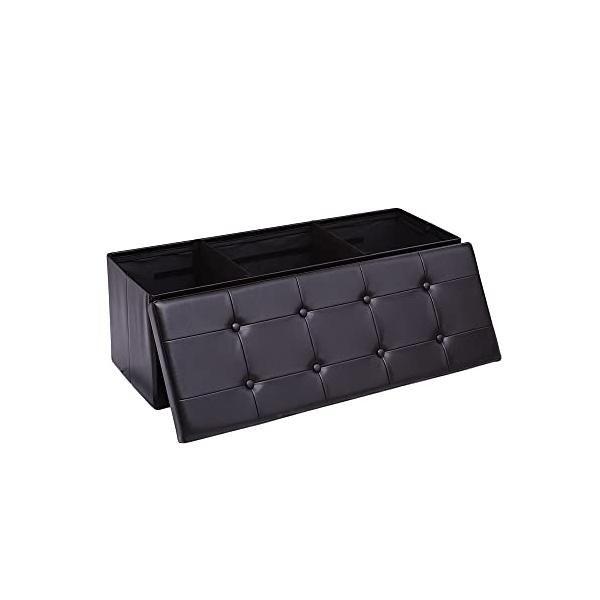 収納スツール 収納ベンチ スツール 折りたたみ 105*37*37.5cm オットマン 三人掛け ストレージチェア リビング/玄関/寝室適用 耐荷重200KG (PUブラック) :a-B0BY2CRTZP-20230415:ベストネットストア 通販 フットレストスツール 安定したステップスツール フットスツール オットマン 玄関用 オフィス ホーム ブラック