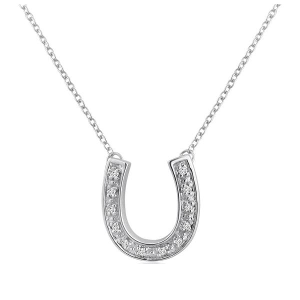 【並行輸入品】(16.0 Inches) 1/10ct TW Diamond Horseshoe Necklace in Sterling