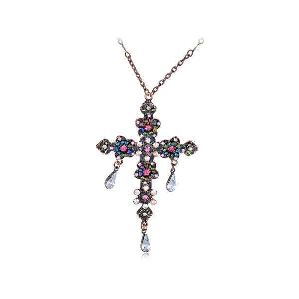 【並行輸入品】Alilang Multi Colored Crystal Rhinestone Beaded Holy Cross Tear