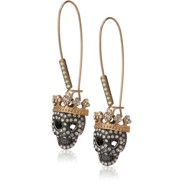 【並行輸入品】[ベッツィ・ジョンソン]Betsey Johnson"Dark Shadows" Pave Skull Long Drop Ear