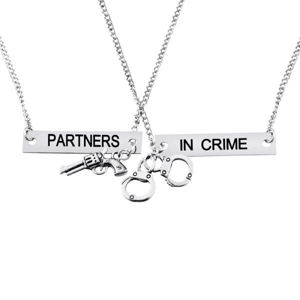 【並行輸入品】MJARTORIA スプリットバレンタインハート Partners in Crime 刻印 友情ネックレス 2個セット, 3 co