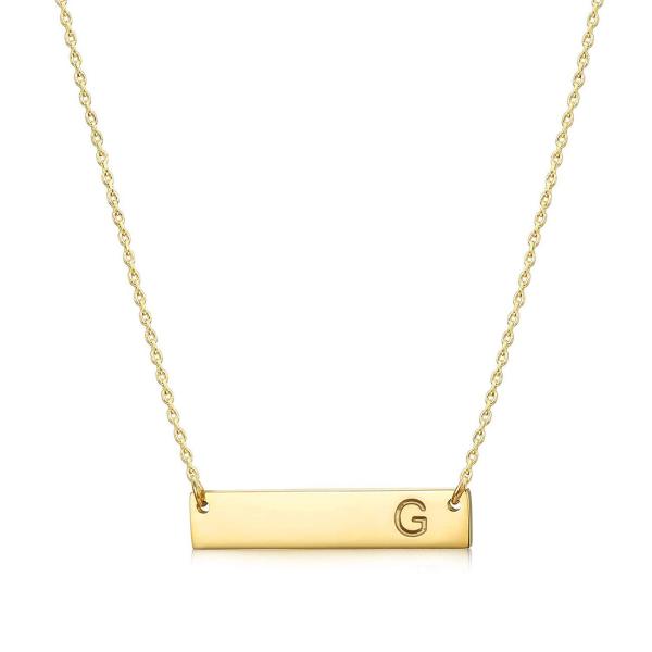 【並行輸入品】イニシャルバーネックレス 18Kゴールドメッキ ステンレススチール イニシャルネックレス シンプルで繊細なバランスバーレターペンダ