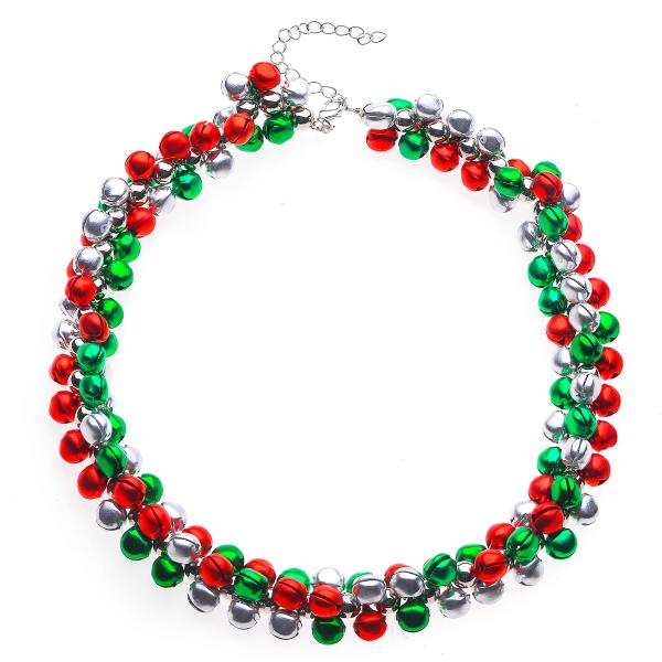 【並行輸入品】LUX ACCESSORIES Red Green Silvertone Christmas Balls Statement C