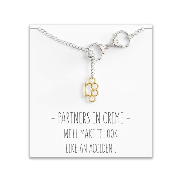 【並行輸入品】Happy Kisses Partners in Crime 手錠と真鍮ナックルBFFネックレス(ゴールドナックル) Happy