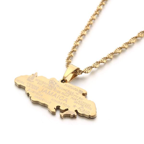 並行輸入品】ジャマイカ 地図 ペンダント ネックレス ゴールドカラー