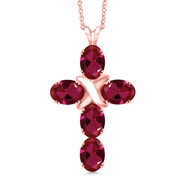 クロス ルビー ペンダント 並行輸入品】[Gem Stone King] 2.5カラット シンセティック ルビー