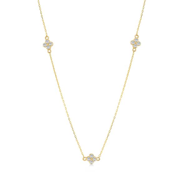 【並行輸入品】GELIN ダイヤモンドアクセント クロスペンダントネックレス レディース 14Kソリッドゴールド Diamond Flower
