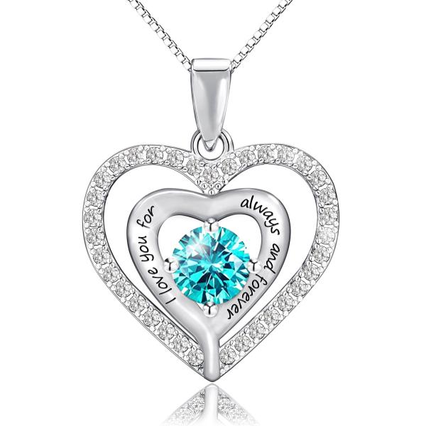 【並行輸入品】JSJOY 誕生石ネックレス レディース ハートネックレス I Love You for Always and Forever ギ