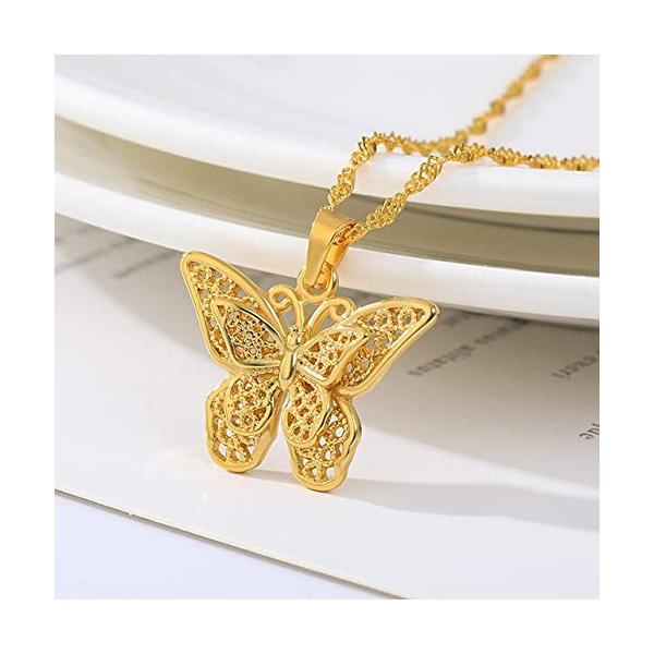 【並行輸入品】Gold Stainless Steel Stylish Butterfly Necklace Lovely Insect An