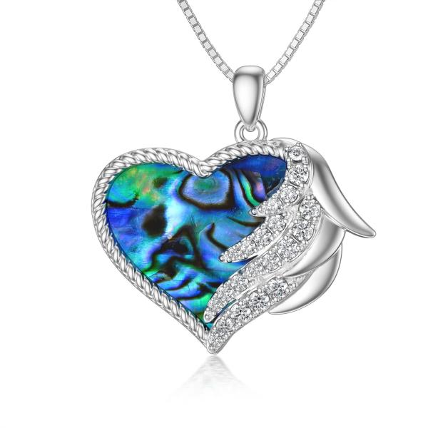 【並行輸入品】TOUPOP Half Angel Wing Love Heart Necklaces for Women Silver Aba