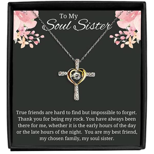 【並行輸入品】To My Soul Sister, Beautiful Cross Necklace, 925 Sterling Silver