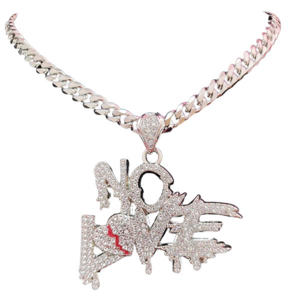 【並行輸入品】N Made 美しいヒップホップ No Love チェーン ブロークンハートチェーン アイスアウトペンダント アイスアウトペンダン