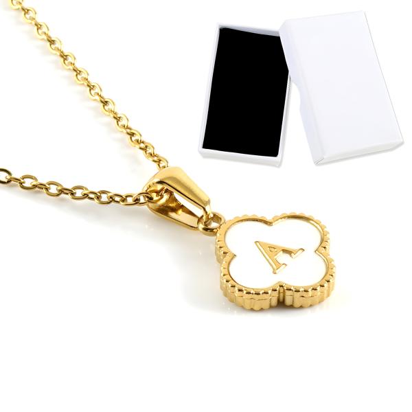 【並行輸入品】Only Beth Dainty Four Leaf Clover Initial Necklace for Women ? T