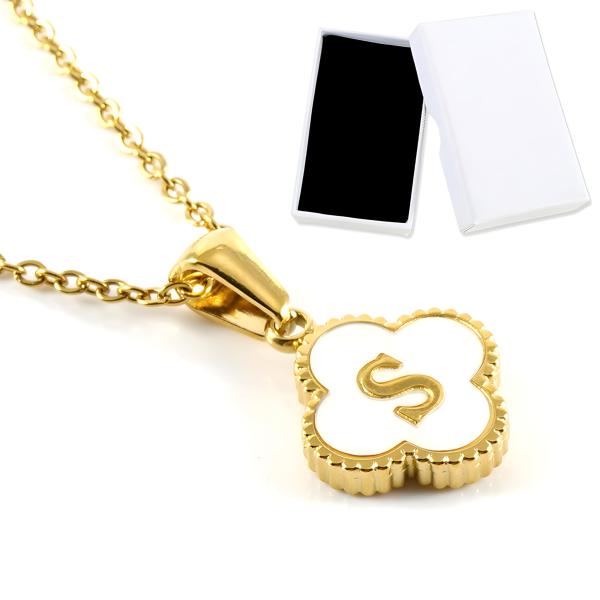 【並行輸入品】Only Beth Dainty Four Leaf Clover Initial Necklace for Women ? T