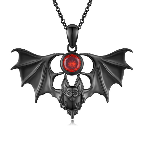 【並行輸入品】Freesloth ハロウィン コウモ/クモ/蛇/翼/スケルトンネックレス 925スターリングシルバー レッドクリスタルバットペン