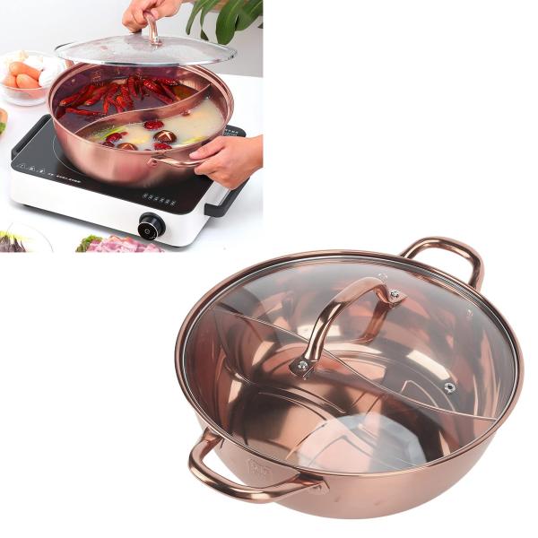 【並行輸入品】BEIJIALY Shabu Hot Pot Stainless Steel, Chinese Dual Sided Pot S