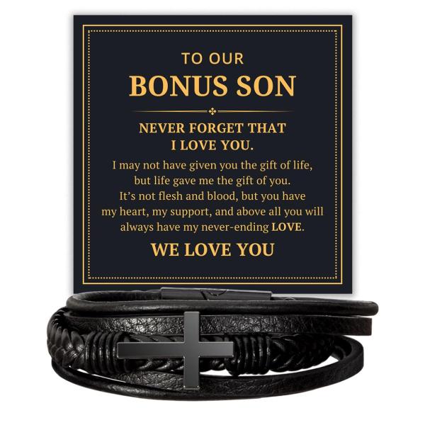 【並行輸入品】To Our Bonus Son Leather Cross Bracelet For Men Him I May Not