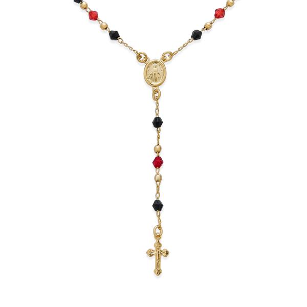 【並行輸入品】[Bling Jewelry] 「宗教的な赤と黒のビーズで祝福された聖母マリアのロザリオビーズクルシフィックスクロスネックレス、女