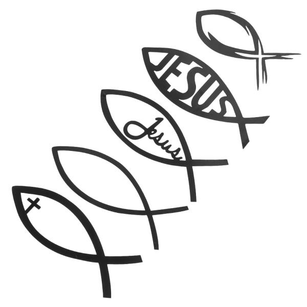 【並行輸入品】SUPERFINDINGS 10 Sheets 5 Styles Black Jesus Fish Car Stickers W