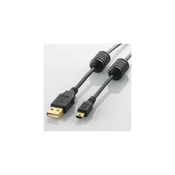 �G���R�� U2C-MF50BK USB2.0�P�[�u�� 5m A-miniB�^�C�v �t�F���C�g�R�A�t�� �u���b�N