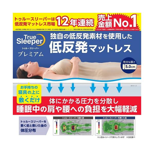 ショップジャパン トゥルースリーパープレミアム シングル TRSP09KD 低反発マットレス 厚さ5cm