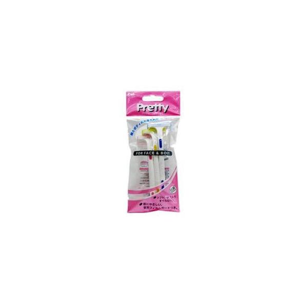 貝印　Pretty　プリティー フレッシュＬ 3本入　かお まゆそり えりあし用カミソリ L字　抗菌樹脂使用　かみそり　剃刀