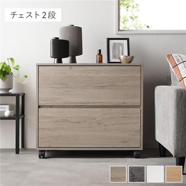 RASIK キャスター付き 収納 チェスト 〔 2段 約幅75×奥行39×高さ