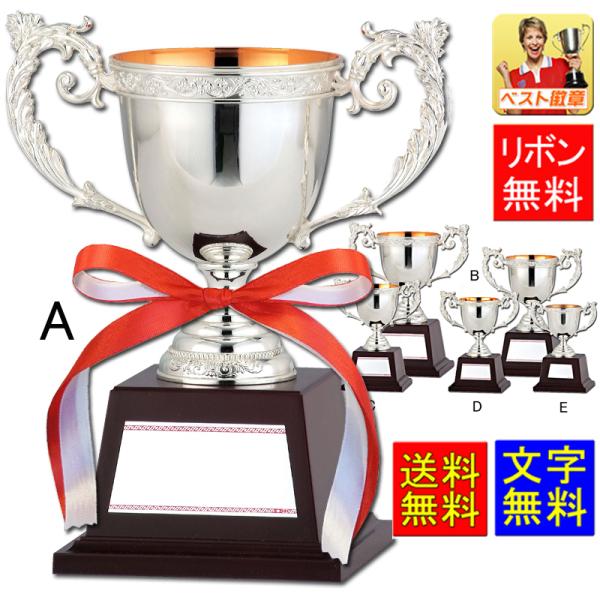 優勝カップ【文字無料】 送料無料 金属製 高さ245mm 銀色 (シルバー
