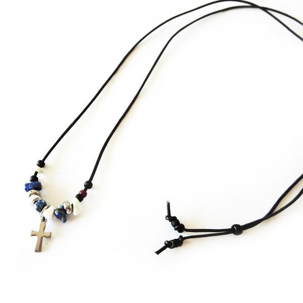 革紐チョーカー オールステンレス ミニクロス十字架モチーフ ラピスラズリ ホワイトハウライトパワーストーンレザーネックレス 皮紐調整可能 Bn17 ベストアクセ 通販 Yahoo ショッピング
