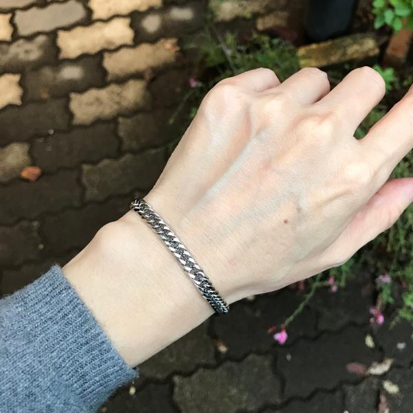 ダブル喜平6面カット 5.9mm幅　ステンレスチェーンブレスレット ステンレスアクセサリー 短め/長め