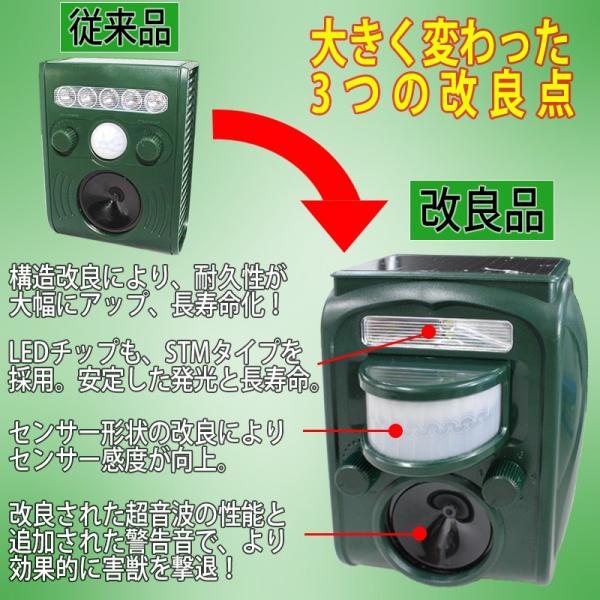 改良版 動物撃退器 撃退機 2台セット 忌避用品 猫よけ ネコ よけ ソーラー 充電式 超音波 大好評です 動物 避け 田 駆除 イヌ 畑 農作物 犬 被害 害獣 対策