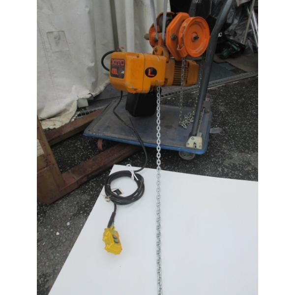 キトー 電動チェーンブロック 490kg 4m IBBQ トロリー手動(チェーン回転)個人様営業所止(0906BI)7AC-13