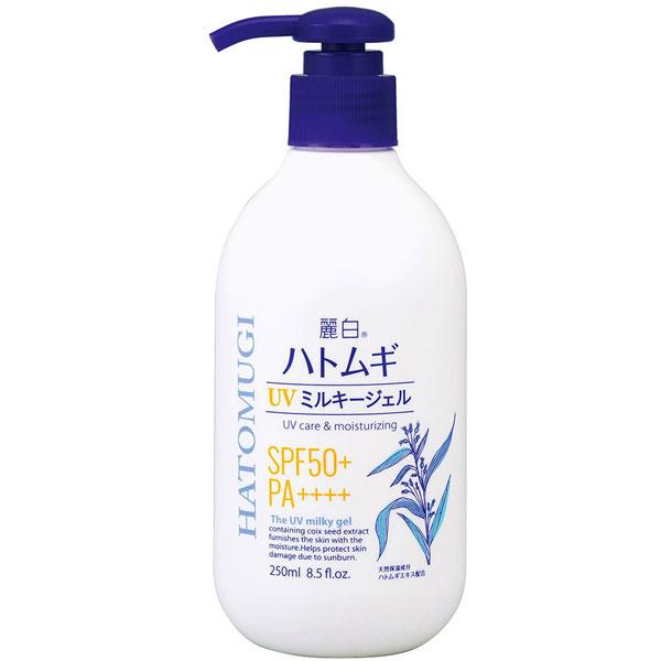 送料無料  熊野油脂 麗白 ハトムギ UVミルキージェル SPF50+ PA++++ ポンプタイプ 250ml 36本セット 【ケース販売】 熊野油脂 送料無料 麗白 ハトムギ UVミルキージェル SPF50+ PA++++
