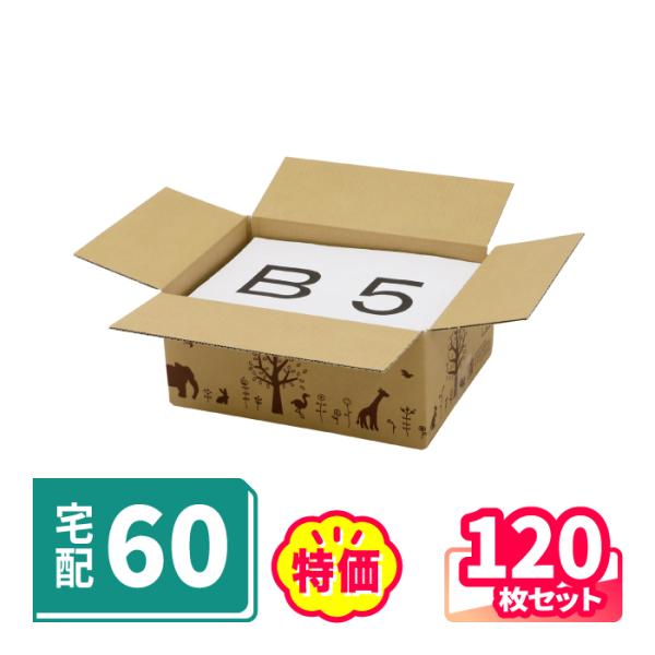 ダンボール 段ボール箱 60サイズ B5 宅配  120枚 広告入 デザイン ｜264×194×114mm（2084）